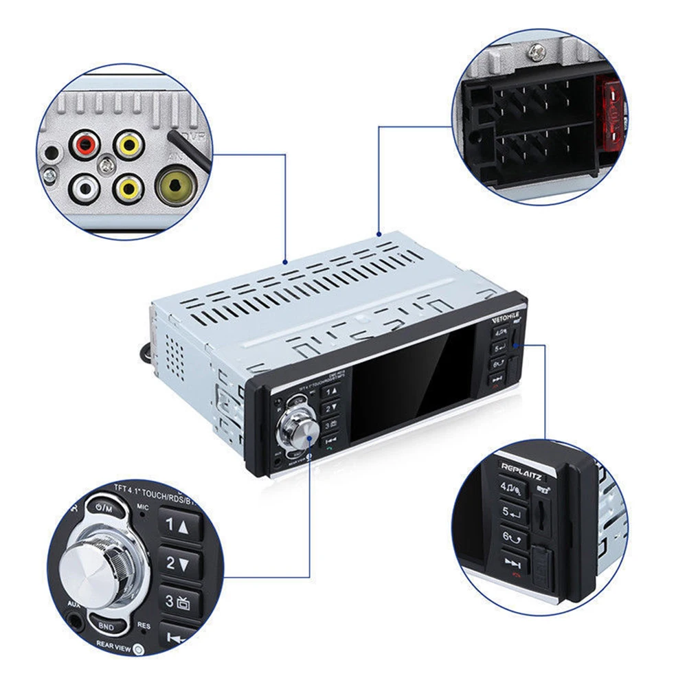 4,1 дюймов 1DIN Автомобильный MP3 MP5 мультимедийный плеер Bluetooth Автомагнитола стерео RDS USB/TF/AUX FM MP5 плеер без головы 4*45 Вт