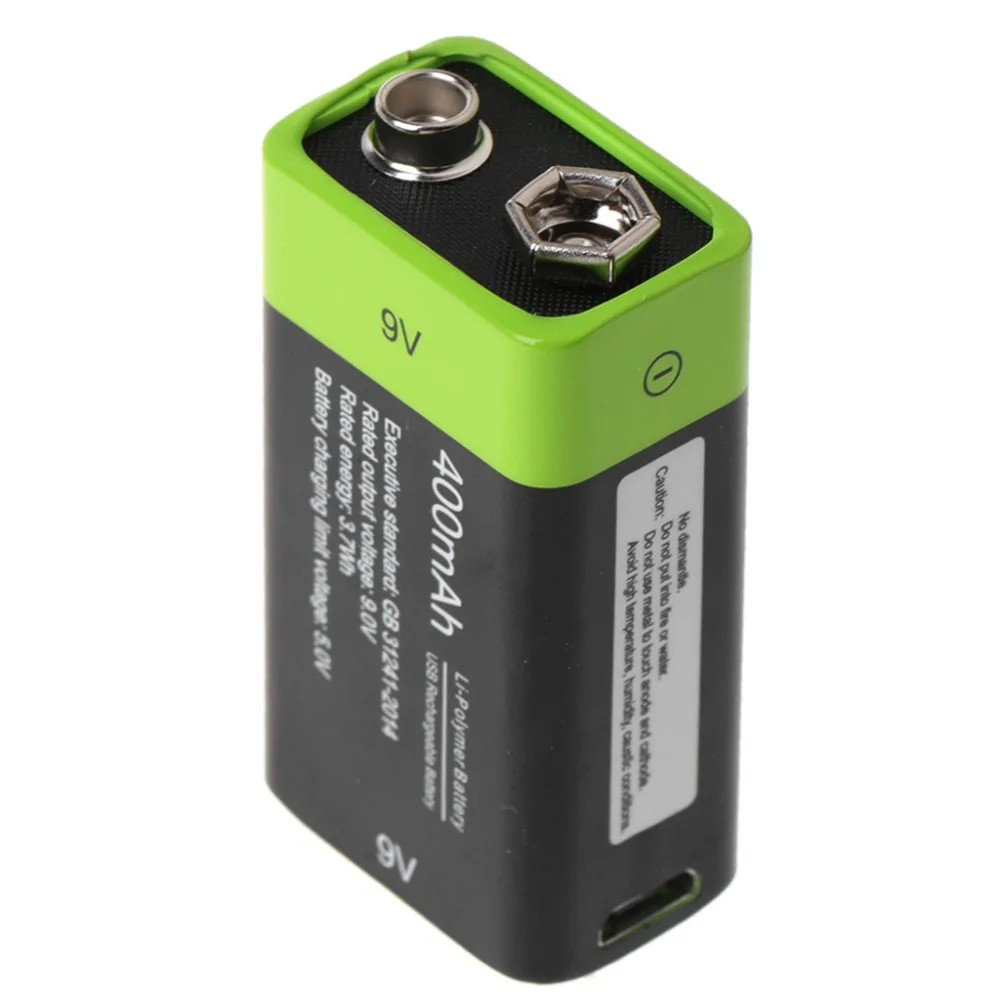 

9V 400mAh USB Rechargeable 6F22 Lipo Battery for Multimeter Microphone Remote