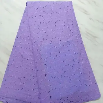 

African Purple Dry Lace Fabrics High Quality Cotton Lace Fabric Swiss Voile With Stones Swiss Voile Lace In Switzerland YYZ268