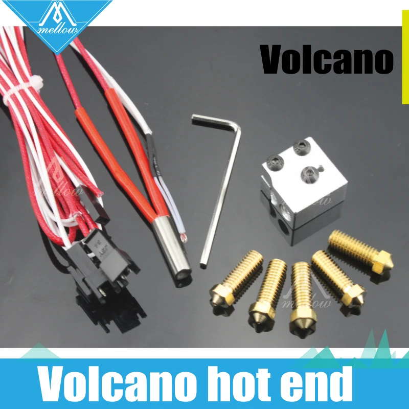 

NEW!3D printer parts Volcano Simple replace hot end eruption pack heater hotend block+Extra nozzle for 1.75/3 mm filament