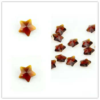 

Brightness 1000pcs/lot 14mm Tea Crystal Star Beads in One Hole Supply Chandelier Pendants Glass Curtain Beads Decoration