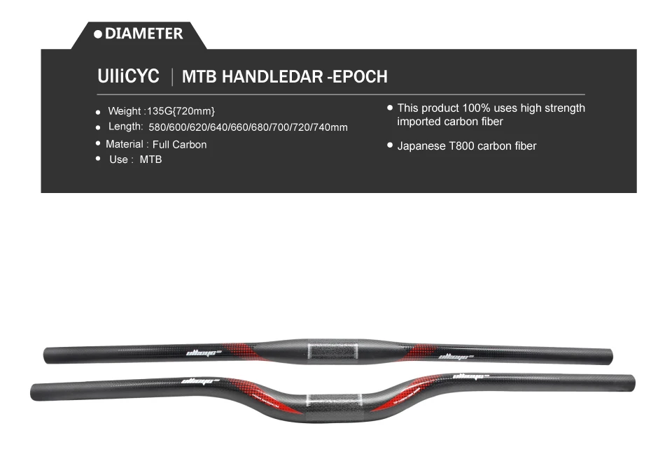 Лидирующий бренд Ullicyc горный велосипед 3k матовый полностью углеродный Руль матовый углеродный руль для велосипеда MTB части 31,8*580-720 мм CB608