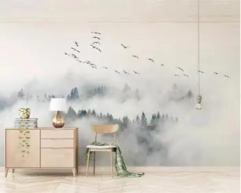 

Custom Wallpaper Photo wall mural wallpaper of Bird Pine Forest Clouds wall papel de parede 3d wallpaper papier peint