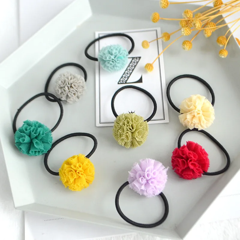 

30 шт., Модный милый однотонный помпон, помпон для волос, резинки для волос с газовыми шариками, резинки для волос, головные уборы для девочек, аксессуары для волос
