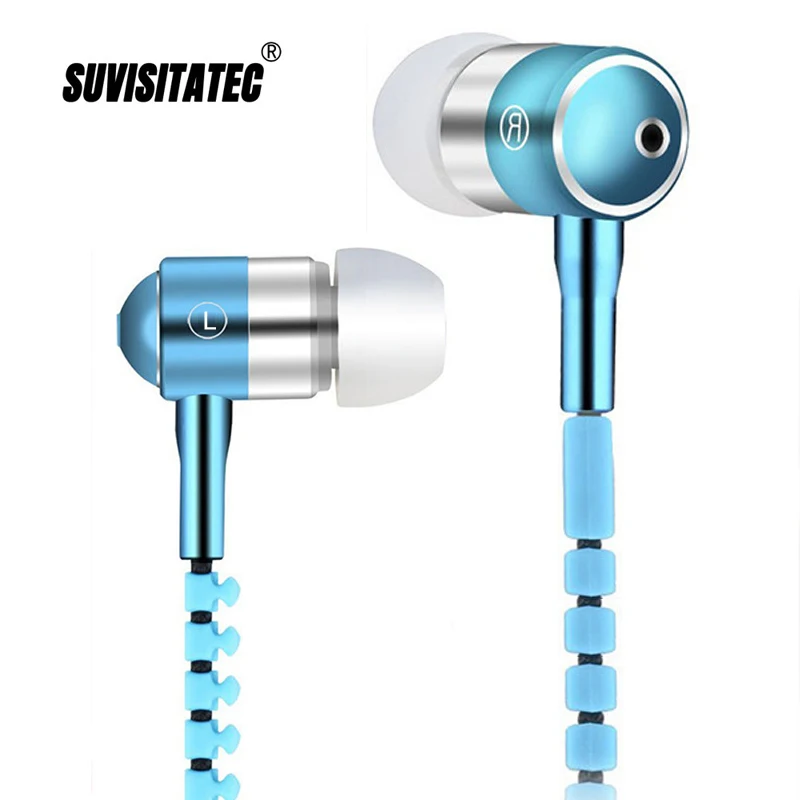 Zipper Earphone Colorful Earbuds Surround Sound Stereo Earpiece