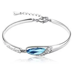 С австрийскими стразами Серебристые покрытием браслет женский ювелирные изделия браслет - Окраска металла: Blue