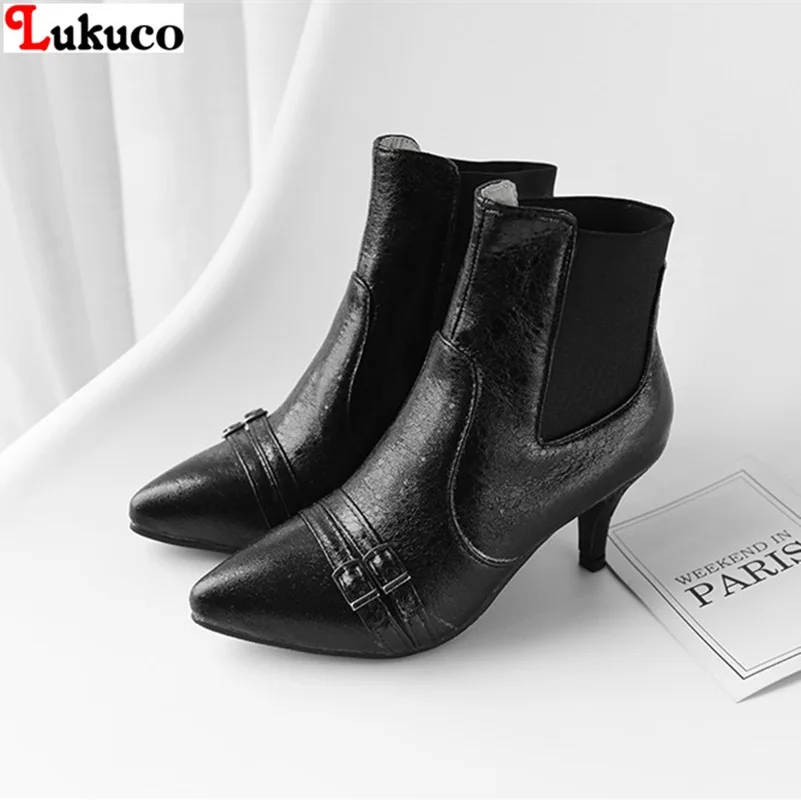 

Lukuco Work Warm Short Boots Pointed Toe Female Large Size 43 44 45 46 47 48 Women's Sweet Sexy Lady Shoe Free Shipping Pumps
