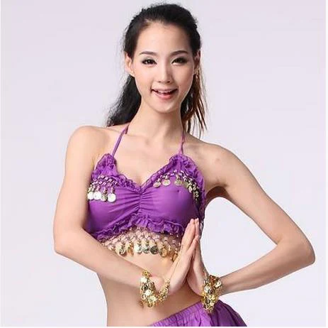 

New arrival chiffon belly dance top momen sleeveless gold coins belly dance tops sexy top 11colors