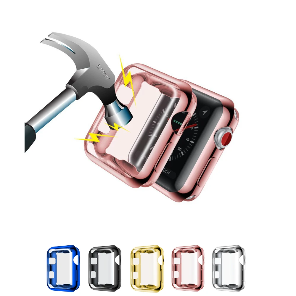 

CRESTED protector case for apple watch 3/2 42mm/38mm Iwatch Screen Cover silicone soft All-around Ultra-thin Clear frame