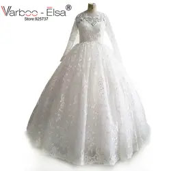 Robe De Mariage Princesse 2018 с длинным рукавом Кружево Свадебные платья аппликацией и цветами ручной работы Винтаж Свадебные и Бальные платья