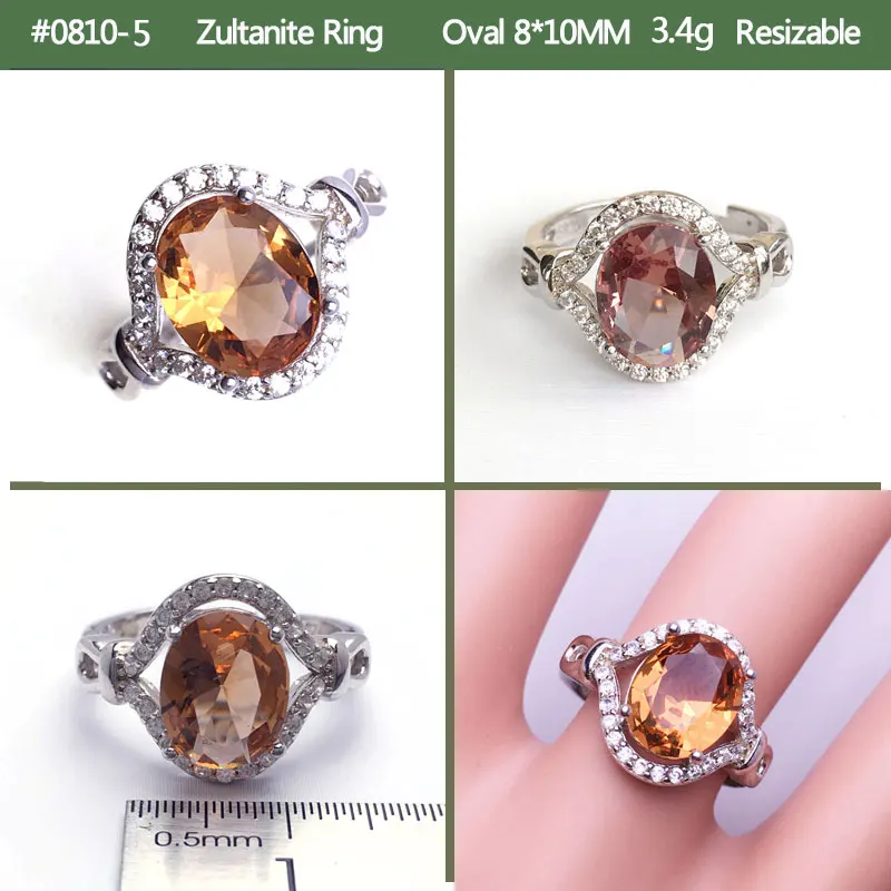 0810-5 CSJ Zultanite кольцо из стерлингового серебра 925 пробы, изготовленное из зултанита, камень, меняющий цвет, хорошее ювелирное изделие для женщин, свадебные, Помолвочные, вечерние, подарок - Цвет камня: 0810-5