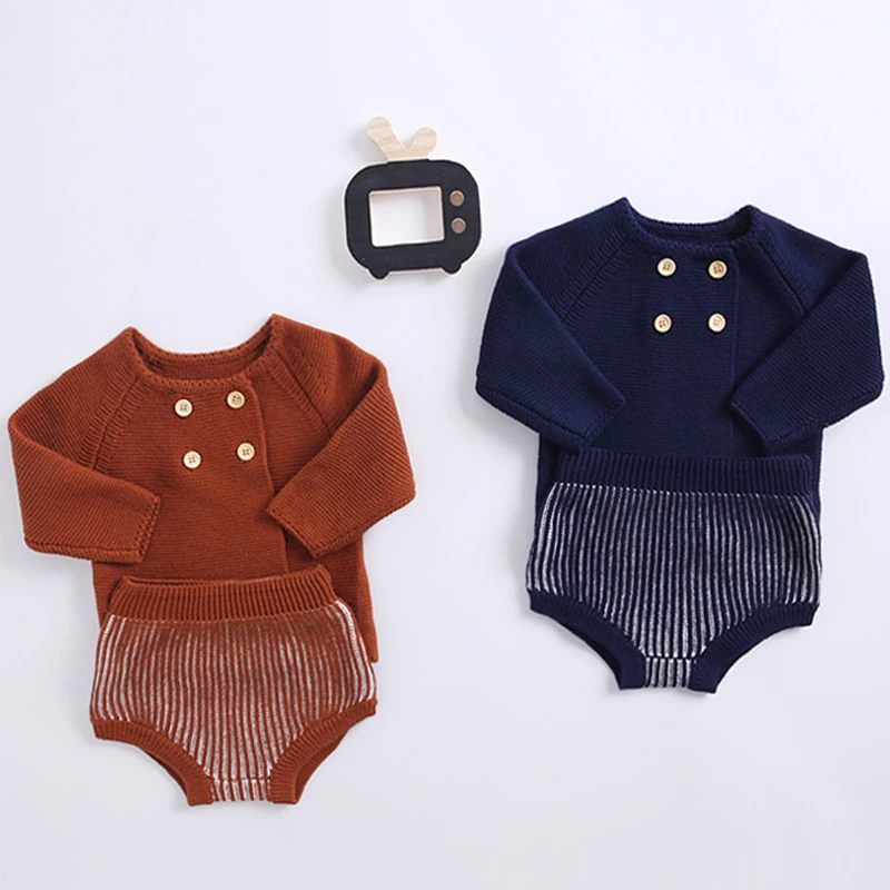 

New Baby Girl Clothes Cotton Knit Set Baby Coat and Shorts Spring Autumn Infant Clothing Suit Baby Boy Clothes Winter Outfit