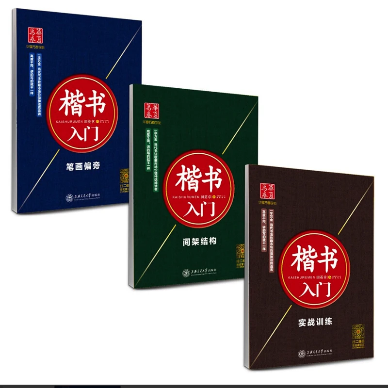 

3Pcs/set Chinese Calligraphy Copybooks for Pen Basic Kaishu Stroke Radical and Structure of Chinese Characters Exercise Books