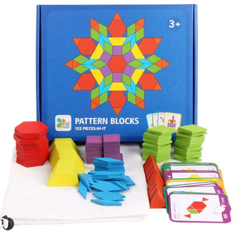 

155pcs Wooden Jigsaw Puzzle Board Set Colorful Baby Educational Wooden Toy For Children