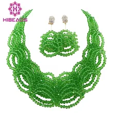 Великолепный индийский люкс Кристалл Бусины комплект ювелирных изделий ручной работы африканских Стиль Цепочки и ожерелья Серьги комплект wb107