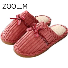 

ZOOLIM Women Slippers Fashion Bowknet Ladies Slippers Female Indoor Winter Warm Home Non-slip Soft Flats House Shoes Slides