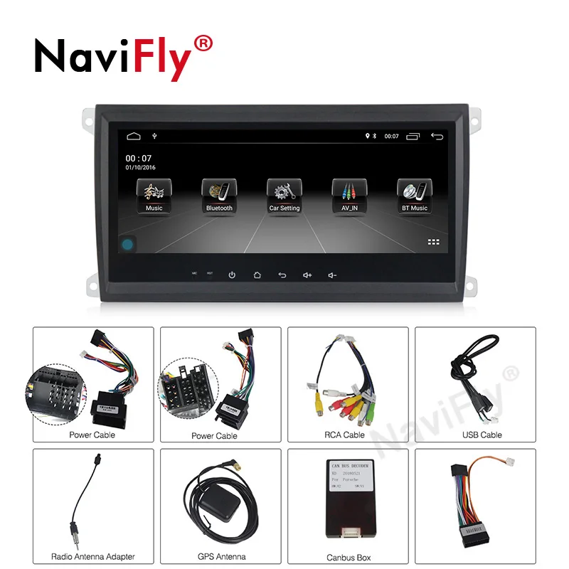 

NaviFly 8.8'' Android 9.1 Car DVD Multimedia Player GPS Navigation for Porsche Cayenne 2003-2010 Radio fm stereo Head unit