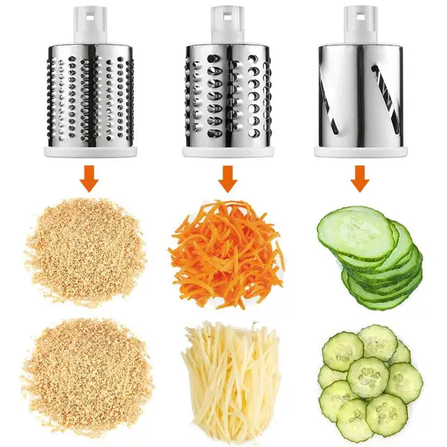 Dengmore Rotary Cheese Grater Shredder 3 In 1 Multifunctional Vegetable  Cutter and s Hand Roller Type Square Drum Vegetable Cutter With 3 Blades