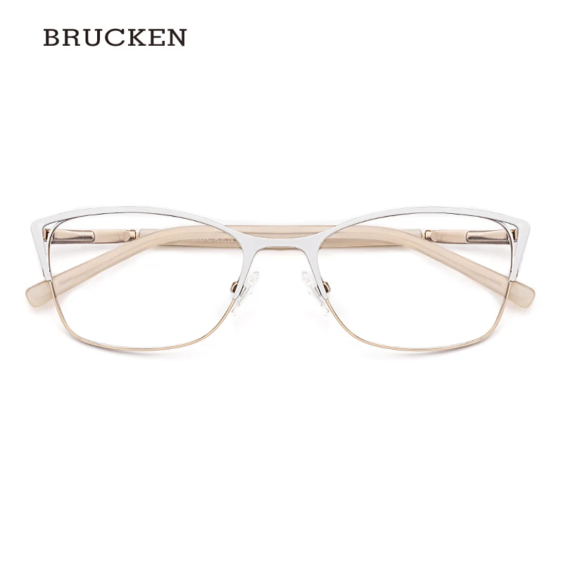Металлическая оправа для очков женские оптические очки белые в форме "кошачий глаз" женские очки# TWM7554C4