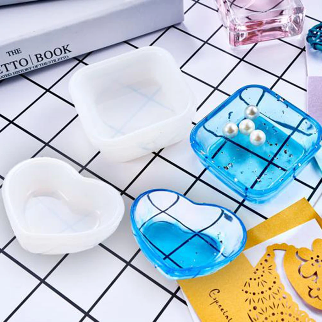 2Pcs Silicone Resin Mold Small Box Container Silicone Mould Resin Art Mold DIY Storage Box Jewelry Making Decorative Craft Mold