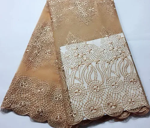 

Tulle Embroidered Net Lace African French Laces Fabrics High Quality Nigerian French Net Lace 2019 With stones FLM029 gold