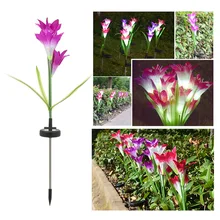 2 шт. светодиодный светильник на солнечных батареях цветок лилии IP55 водонепроницаемый авто-на лампе открытый для Патио Сад задний двор цветок дорожки Декор