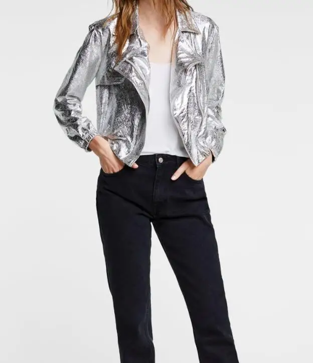 Longues Mode Élastique Biker Court Veste As À Manches Zip Wishbop Métallique Asymétrique Poches Revers Poignets Col Z1975 Show Avec Nouvelle 51xwqpP