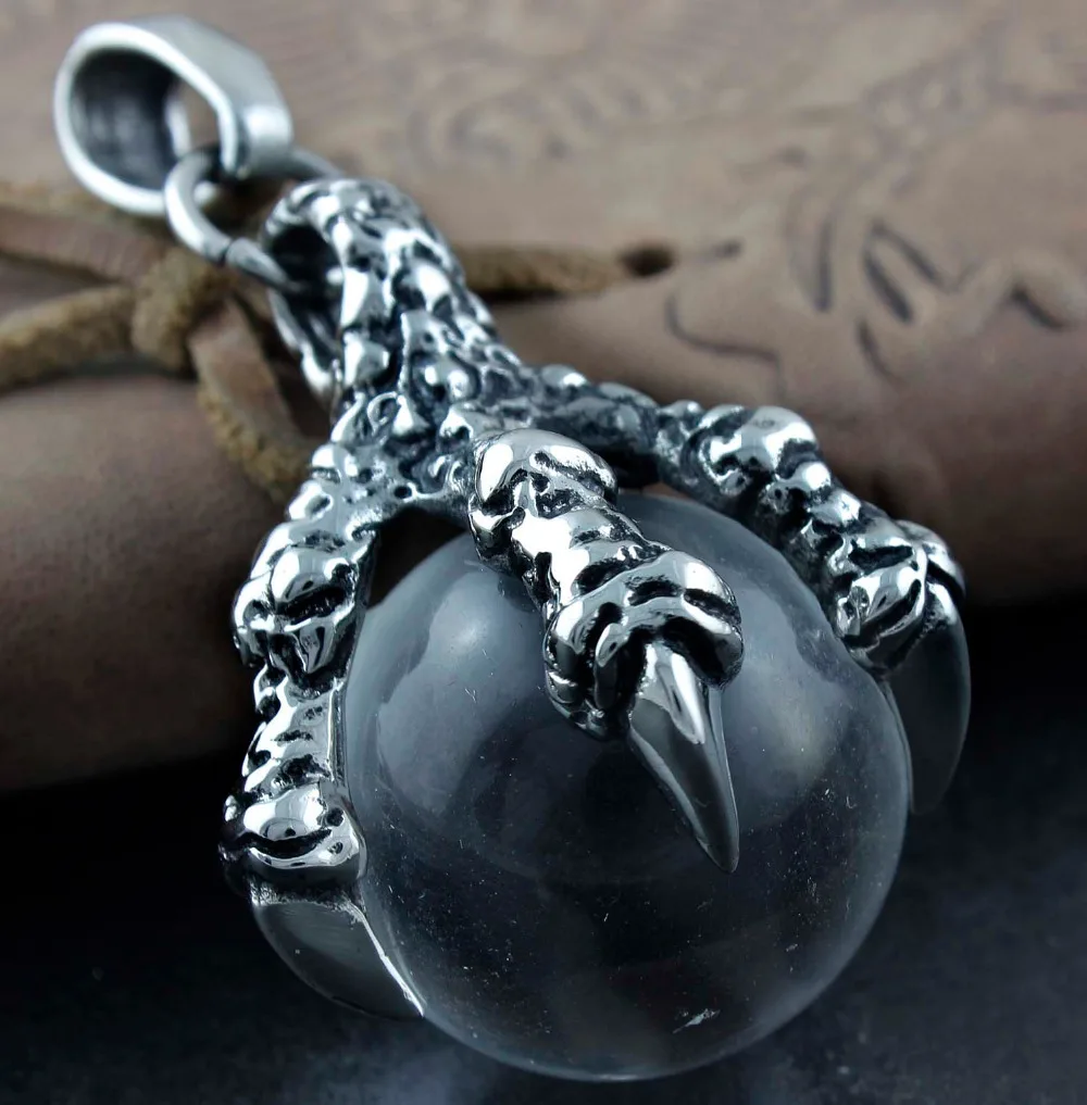 Men's 316L Stainless Steel Dragon's Claw Huge Ball Pendant Charm
