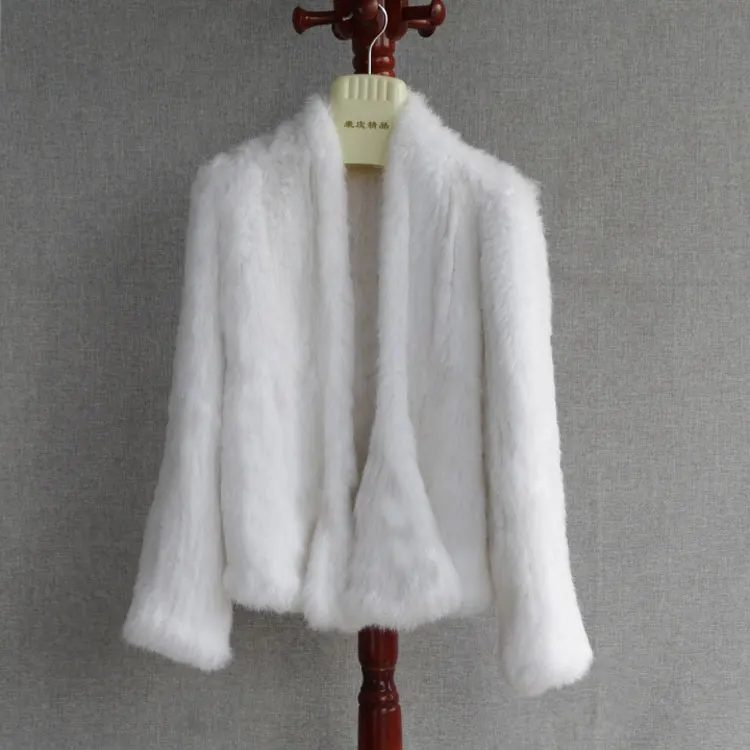 15 цветов,, зимнее женское вязаное пальто из натурального меха кролика, австралийская Женская свободная Меховая куртка, пальто, плотное пальто, верхняя одежда - Цвет: white