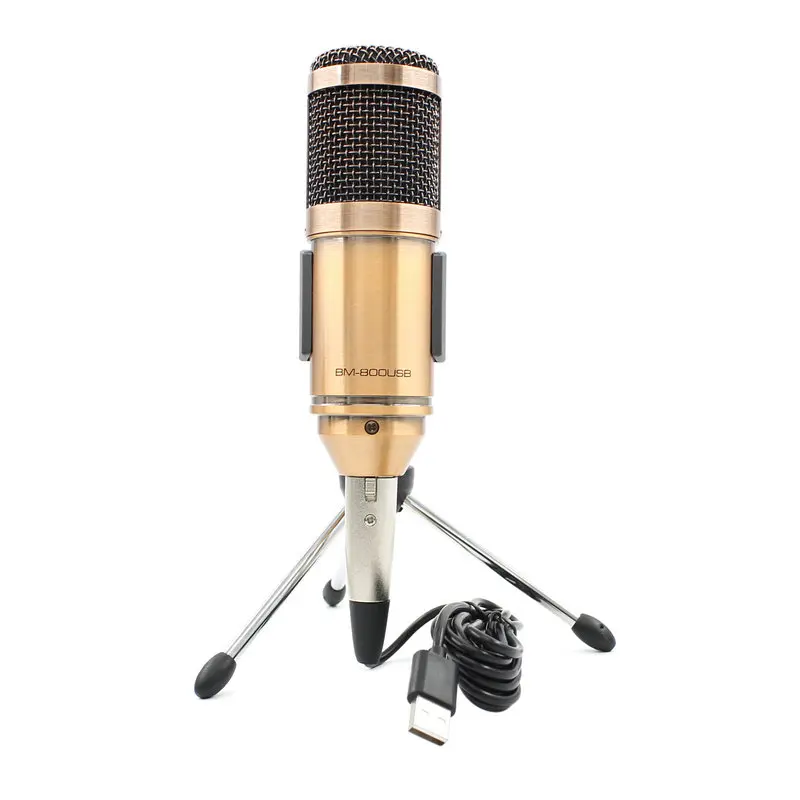 

BM 800 USB Condenser Microphone Studio With Stand Tripod Adjustable Mic For Computer Recording Karaoke PC Upgraded BM800