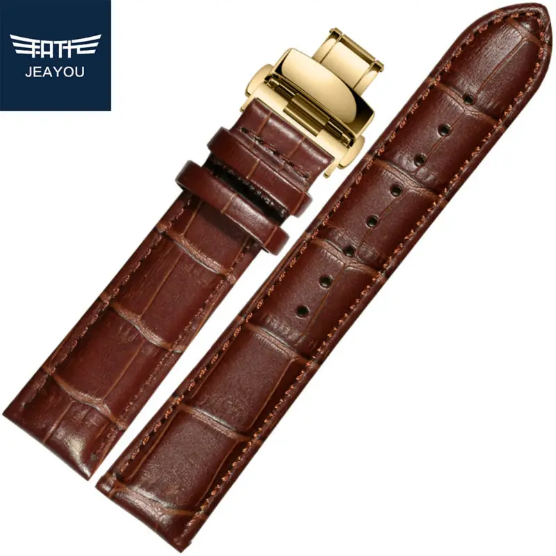 JEAYOU ремешок для часов из натуральной кожи с золотой Бабочкой Пряжка Tissot/Longines/Mido в
