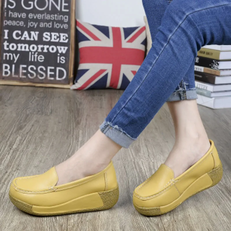 

Woman Shoe Summer Genuine Leather Air Cushion breathable Swing shoes white nurse shoes wedges Buckle White shoes SPP-9002