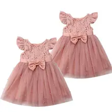 CANIS/Детские платья кружевное фатиновое платье принцессы для девочек платье для дня рождения и свадьбы Пышное детское летнее кружевное фатиновое платье для детей возрастом от 2 до 6 лет