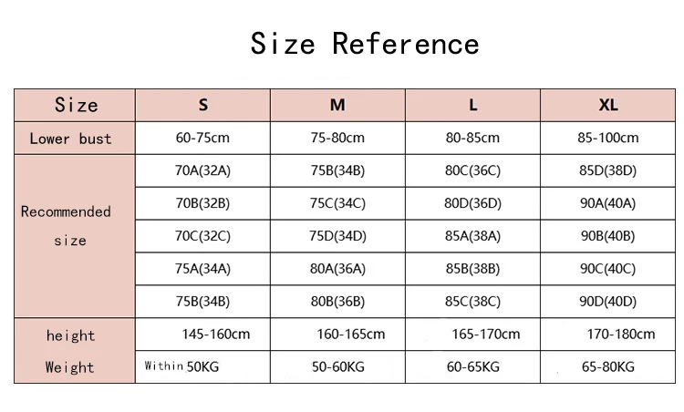  Ladies'Underwear Chart