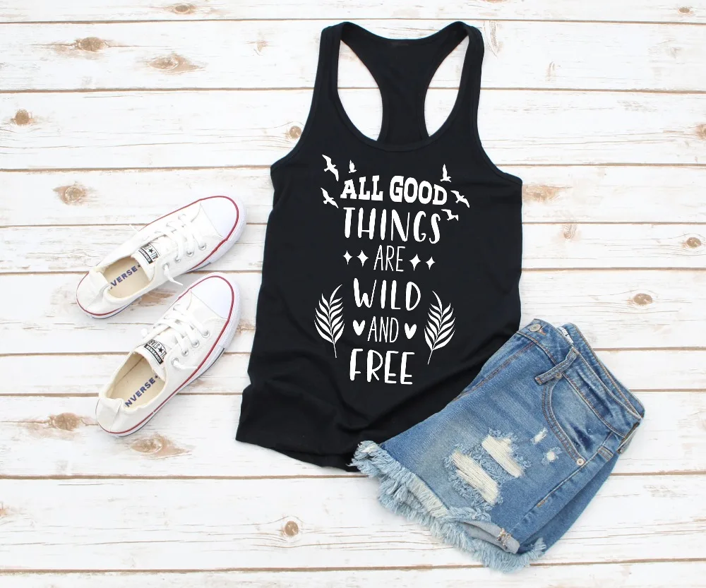 Все хорошие вещи надпись Wild and Free с глубоким вырезом и топ-рубашка на бретелях для