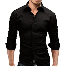 Брендовая модная мужская рубашка с длинным рукавом, топы, облегающие повседневные однотонные мужские рубашки, облегающие мужские рубашки 3XL