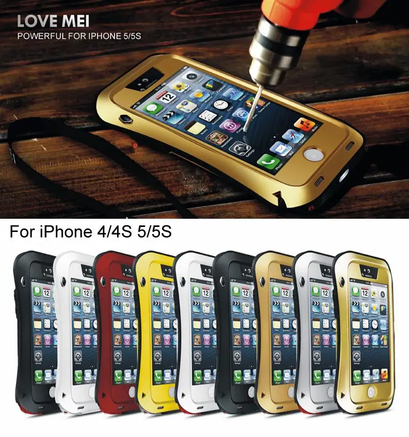 imágenes para Vida de lujo Funda Impermeable Para el iphone 5 SE 4 4S 5S 6 6 s Plus Casos Armadura A Prueba de Golpes Cubierta del Metal de Aluminio Con Vidrio Templado vidrio imágenes para Vida de lujo Funda Impermeable Para el iphone 5 SE 4 4S 5S 6 6 s Plus Casos Armadura A Prueba de Golpes Cubierta del Metal de Aluminio Con Vidrio Templado vidrio