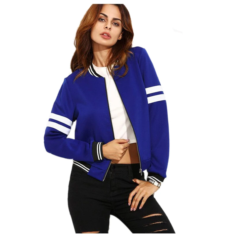 Autumn Winter Blue bomber jacket women jacket and fashion women's coat