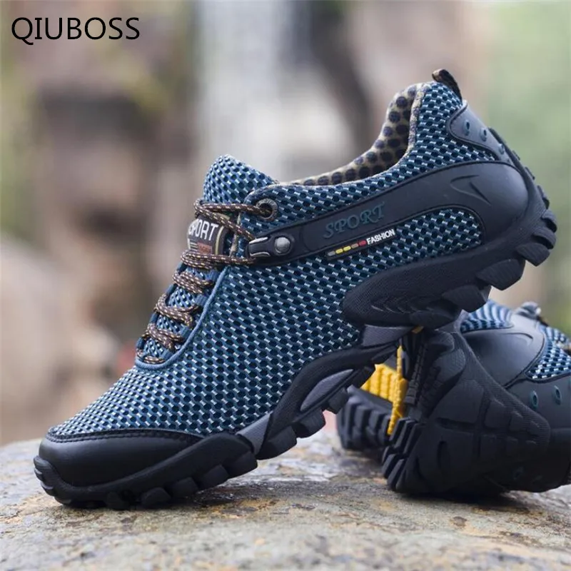 Qiuboss Новая Мужская обувь Осенняя мода Для мужчин повседневная обувь; легкая Нескользящая Обувь с дышащей сеткой дышащие мужские кроссовки для взрослых; Мужская обувь Q524