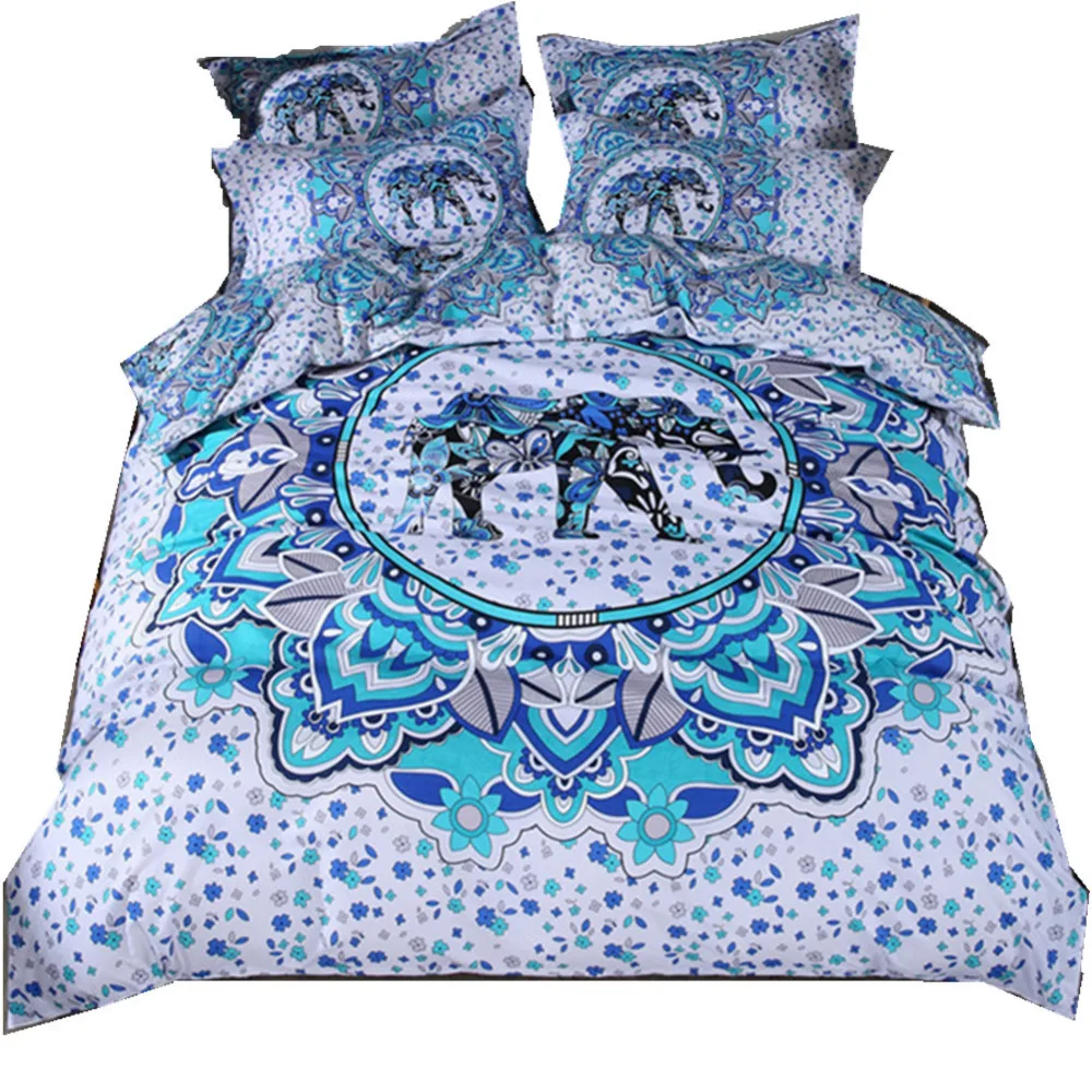 

3d Elephant Duvet Cover Set King Size With Pillowcase Bohemian Indian 3Pcs Bedding Set Queen Bed Bedline
