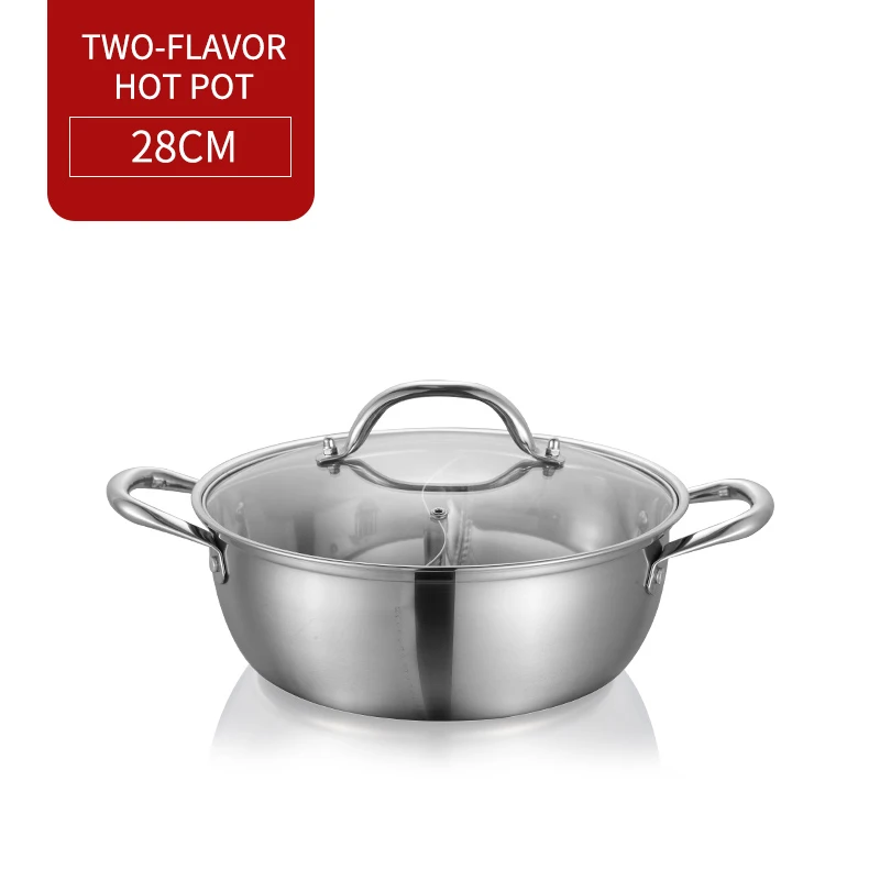WORTHBUY китайский 304 Нержавеющая сталь горячий горшок 28/30/32 см для кухни, суповая кастрюля для бульонов посуда для индукционных плит Пособия по кулинарии горшок - Цвет: 28cm