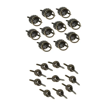 

10pcs Green Bronze Color Ring Pin Handle Drawer Cabinet Desk Pull Knob Furniture