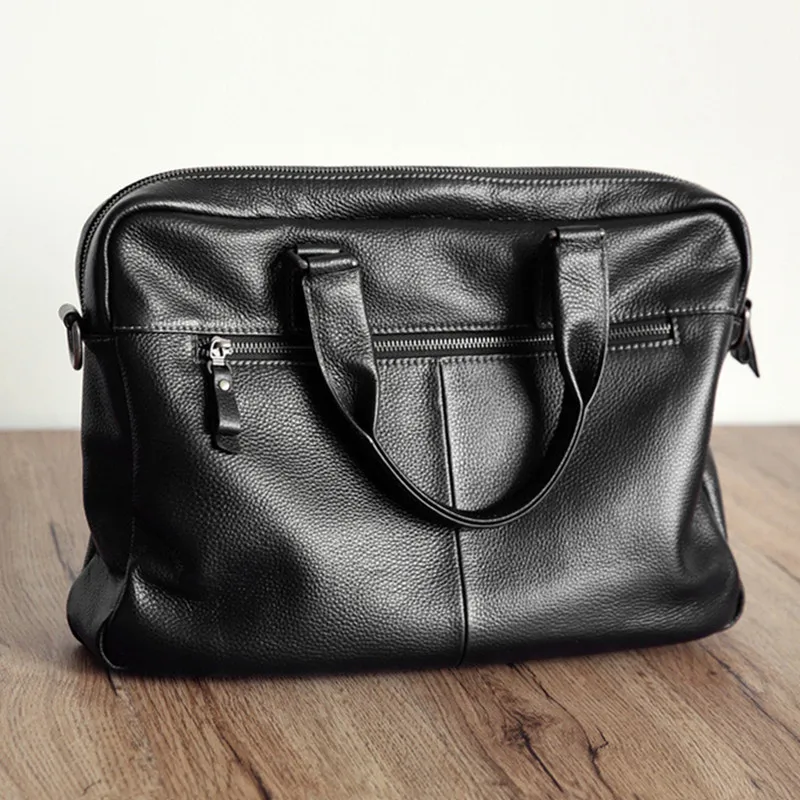 Новая натуральная воловья кожа натуральная кожа мужской портфель модная большая емкость деловая сумка черная Мужская сумка на плечо 1" Сумка для ноутбука