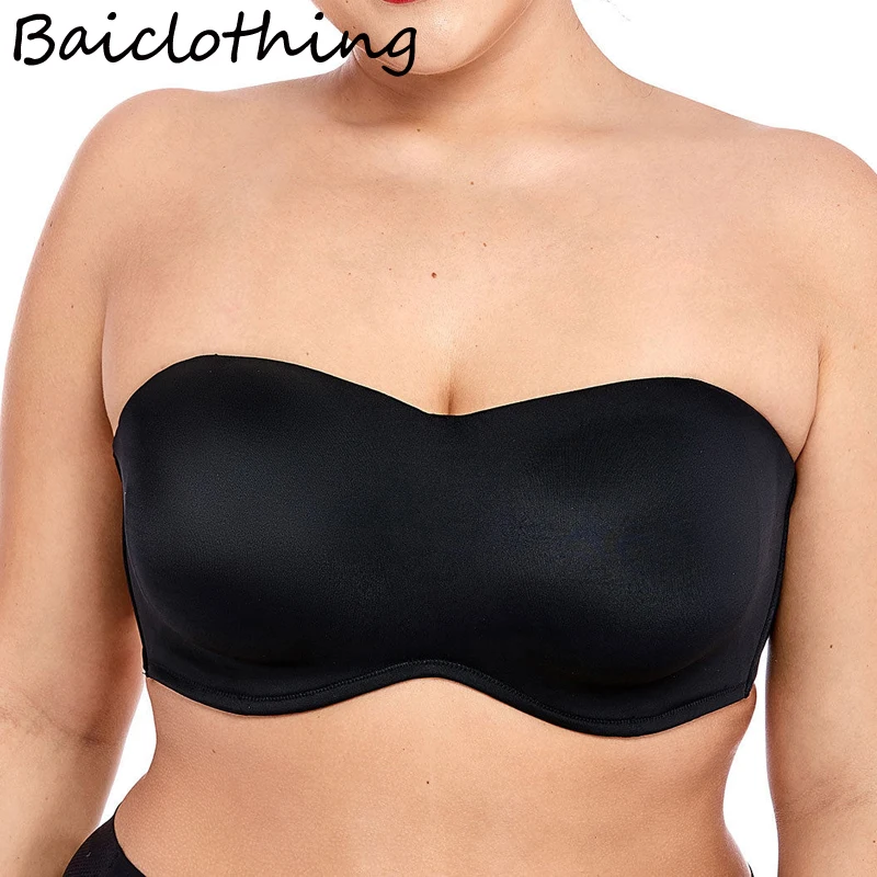

BAICLOTHING Womens Full Cup Underwire Non-padded Smooth Seamless Invisible Plus Size Minimizer Strapless Bra 32~42 C D DD E F G