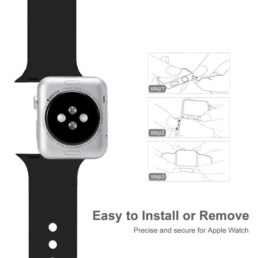 19 цветов силиконовый ремешок на запястье браслет Замена для Apple Watch iWatch серия 3/2 38 мм 42 мм