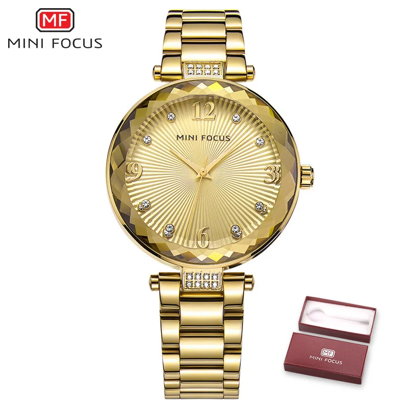 MINI FOCUS Crystal Gold Watch Women Ladies Famous Top Brand Luxury Quartz Watch Female Clock Montre Femme Relogio Feminino