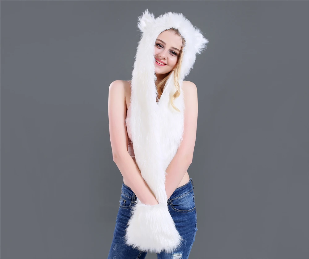  New Autumn And Winte Winter Faux Straw Women Hat Cap Fashion Cartoon 14 Animal Types Hats For Women Scarf Gloves HC64 (6)