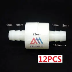 12 шт. 8 мм один способ Клапан Материал pom обратный Клапан проверьте Клапан давления 0.04mpa-1.0mpa белый кислот и щелочей