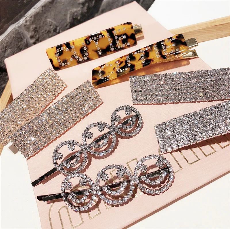 Leopard Print Rhinestone zircon Hair Barrette Hair Clip Hairpin Girls Shining Crystal Hair Accessories Women Headdress Wholesale luer new stainless steel customized name zircon necklac custom rhinestone name letter nameplate pendant for women jewelry gifts