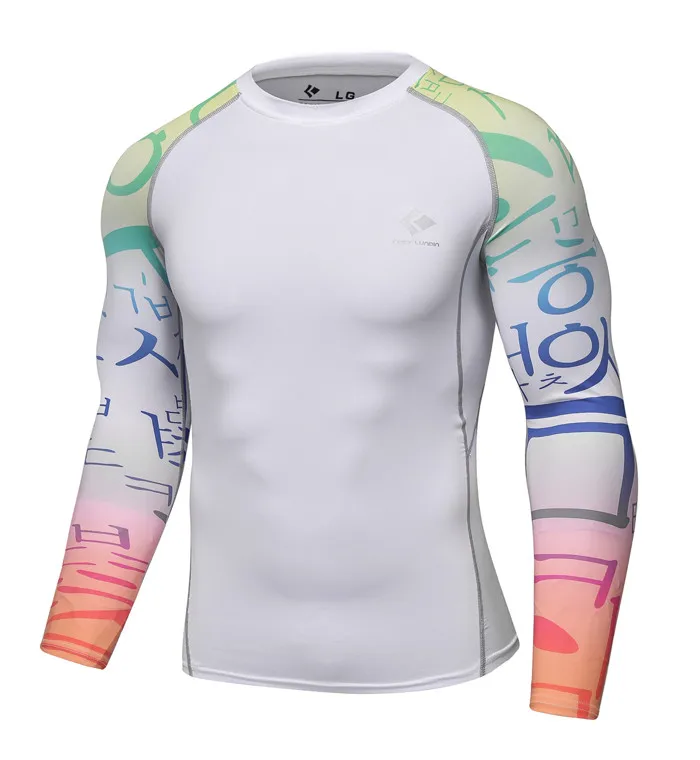 

Mens Compression Long Sleeve T shirt Bodybuilding Fitness Clothing New Mens Compression Sporting Tops Tight Tee